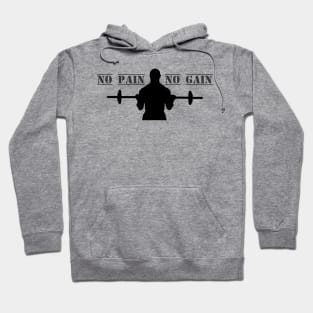 Silhouette No Pain No Gain man with Dumbbells GYM Hoodie